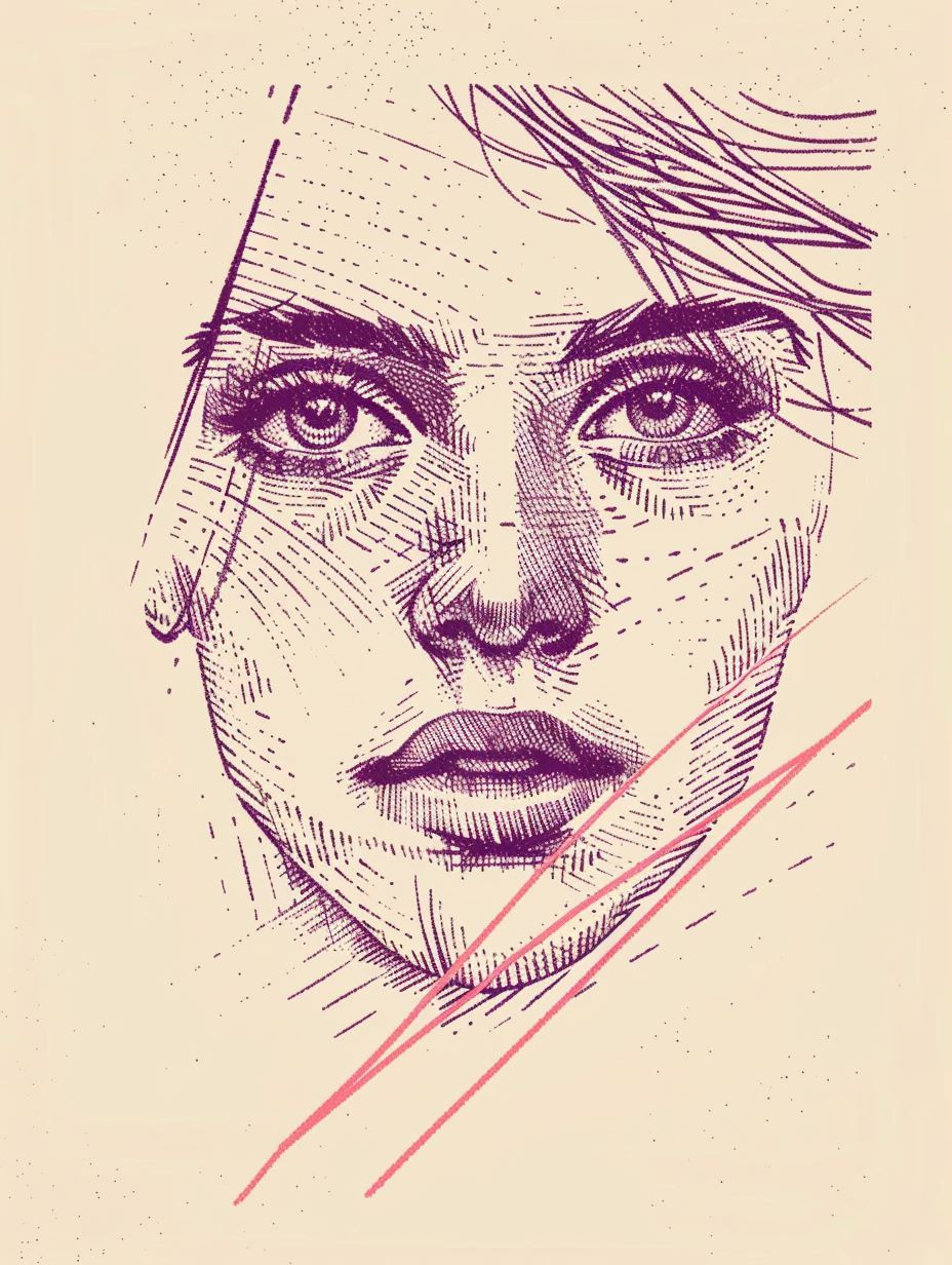 Violet Etched Portrait Study