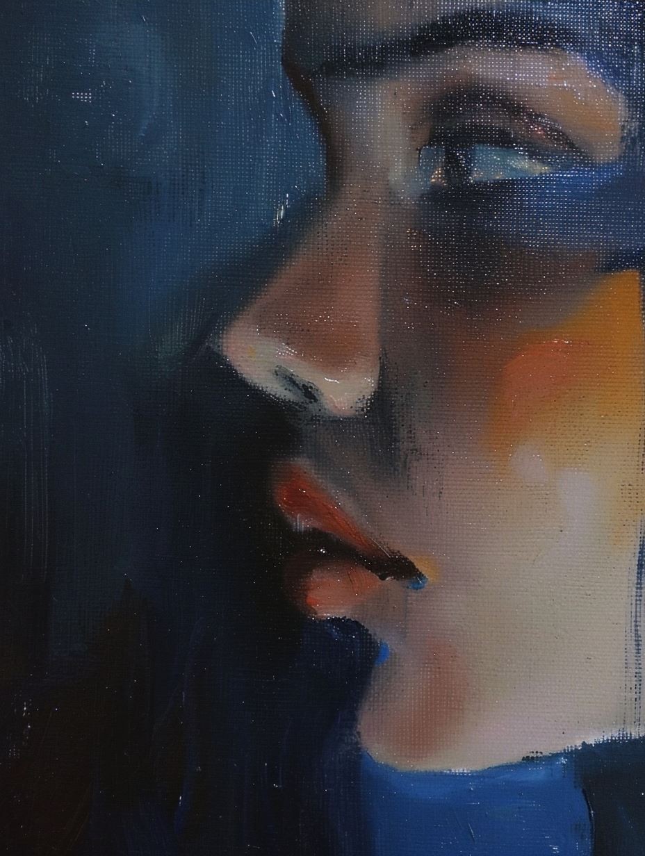 Azure Gaze Oil Portrait - Image 3