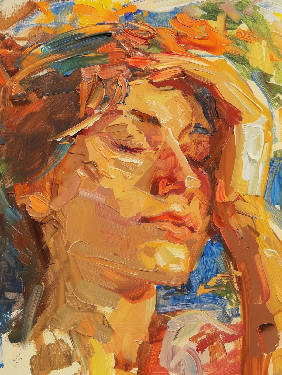 Vibrant Impasto Portrait Studies - Image 1