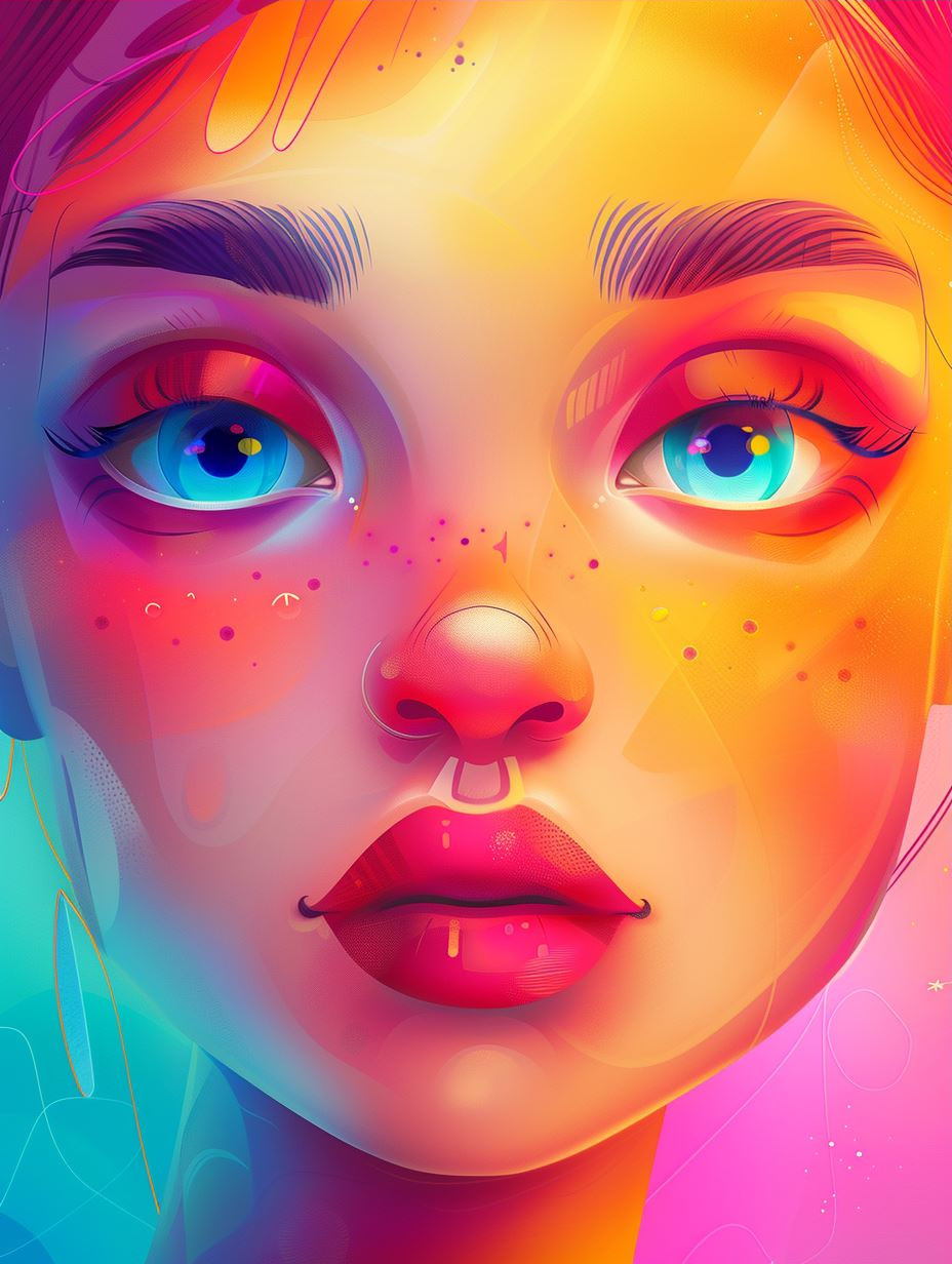 Neon Dreams: Vibrant Digital Portrait Collage - Image 3
