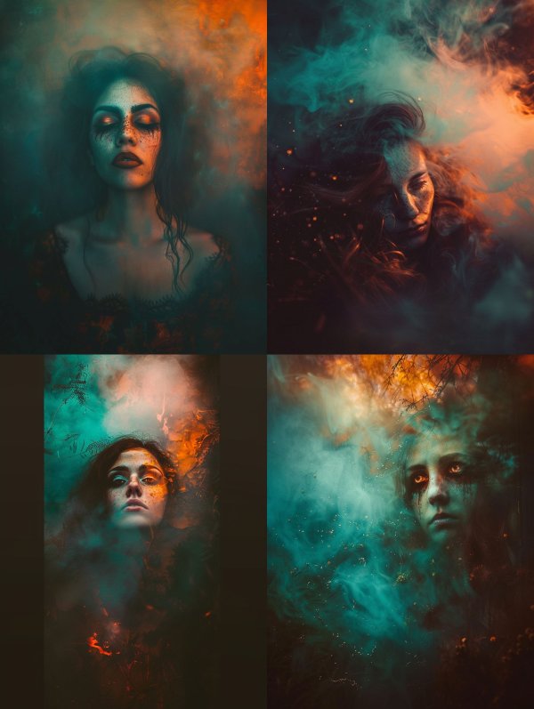 Ethereal Portraits in Cosmic Smoke