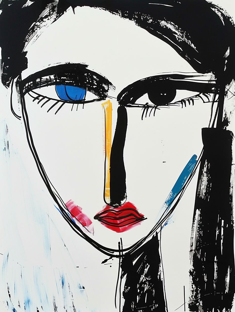 Abstract Faces in Bold Ink and Color - Image 1