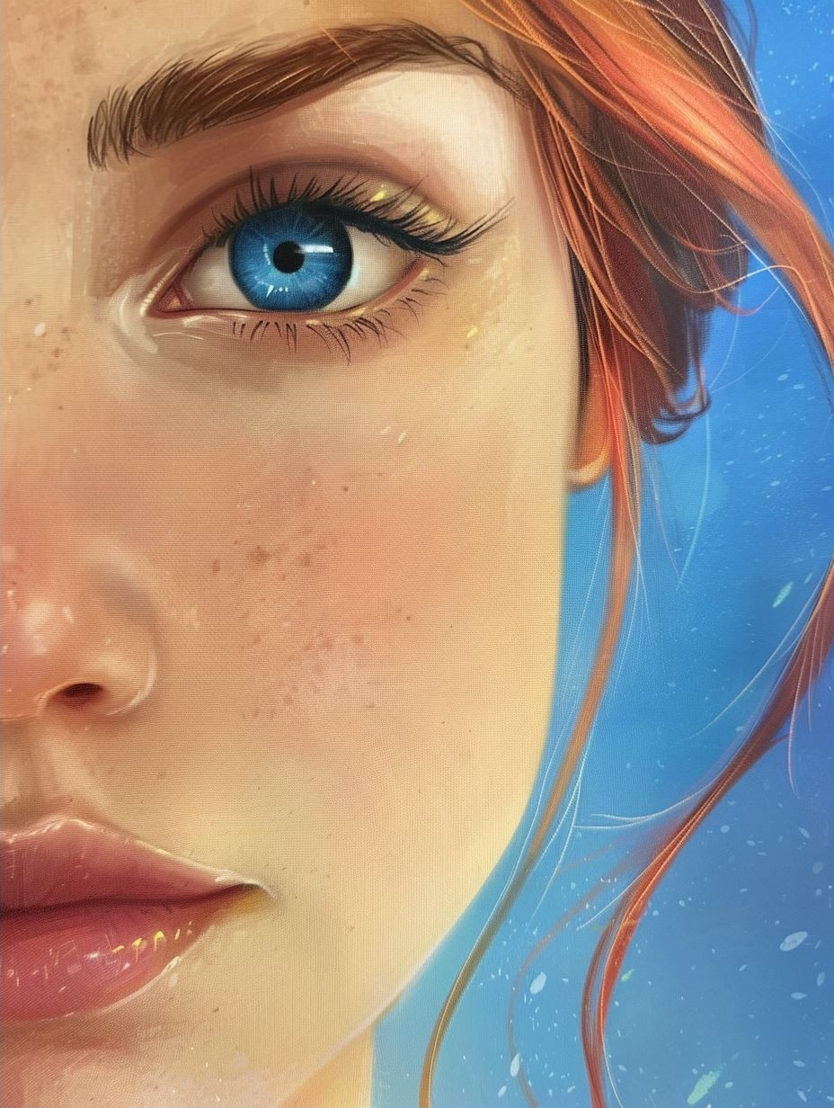 Ethereal Gaze in Azure Hues - Image 2