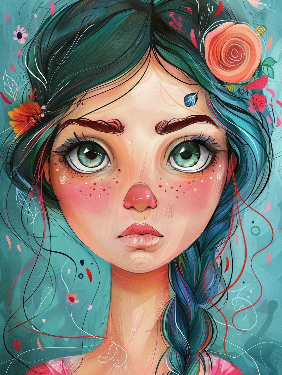 Whimsical Floral Dream Portrait - Image 3