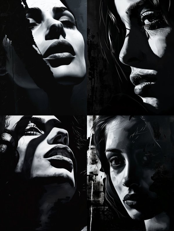 Noir Shadow Fragmented Portrait