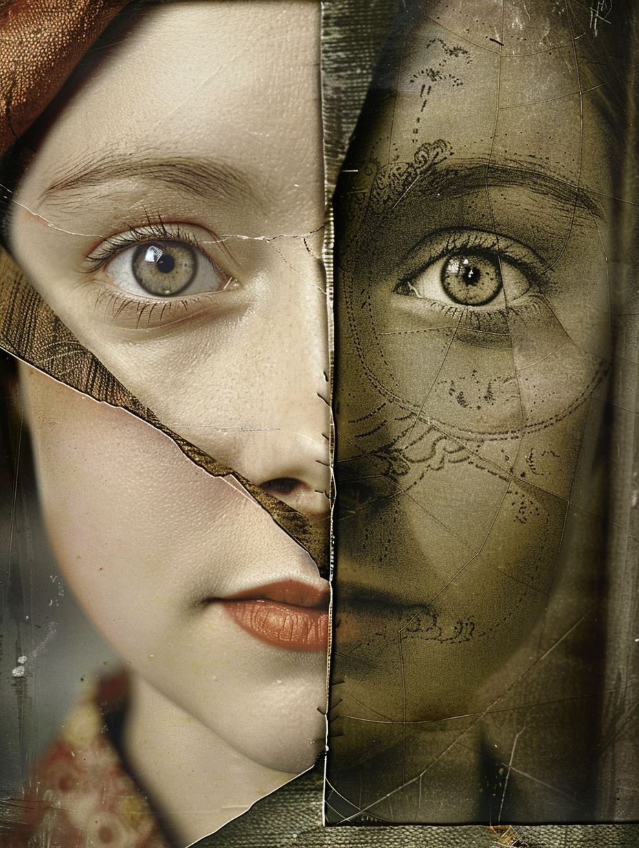 Vintage Paper Portrait Fusion - Image 2