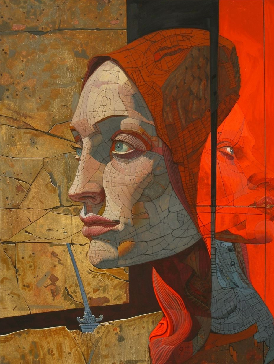 Abstract Crimson Portrait Studies - Image 4