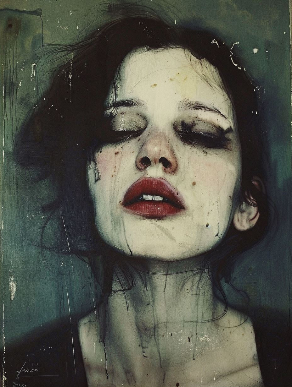 Melancholic Gaze in Distorted Paint - Image 2