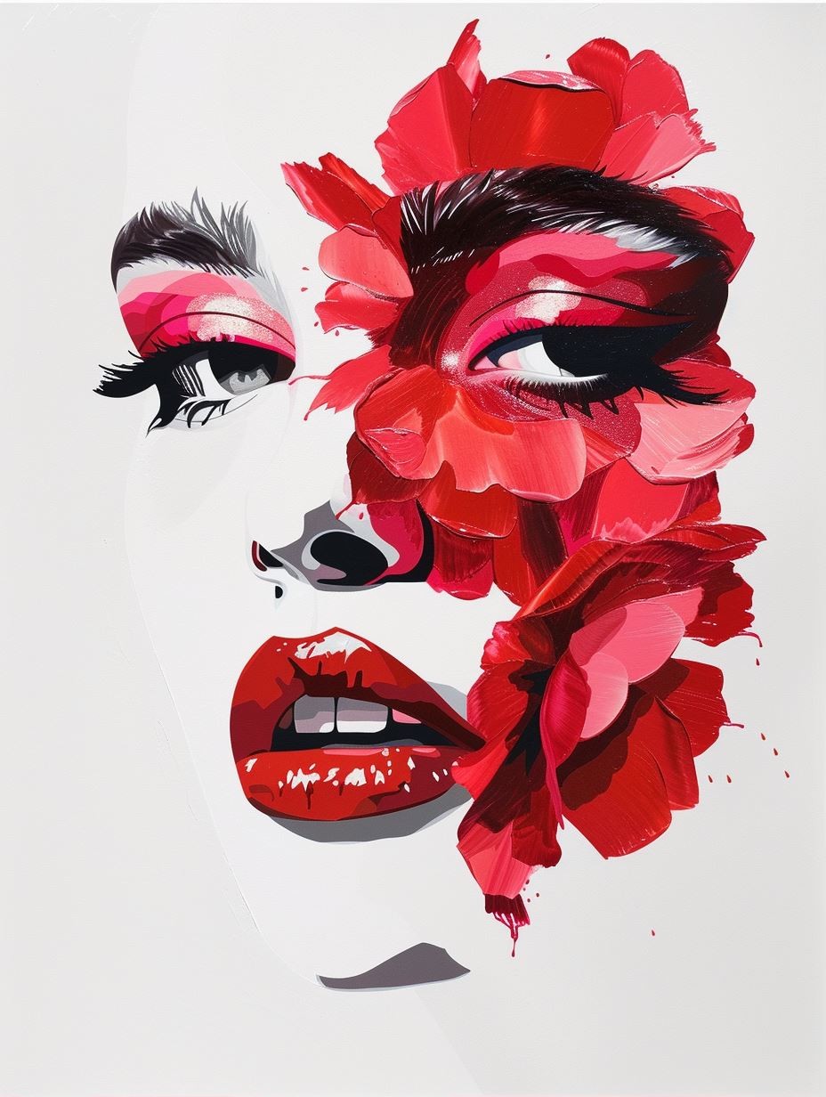 Crimson Petals Floral Portrait - Image 2
