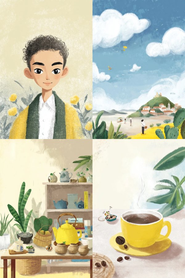 Serene Moments in Soft Illustration