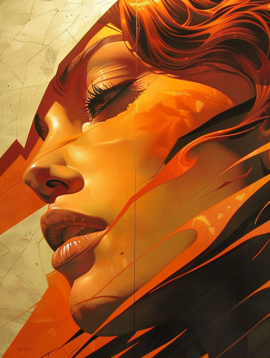 Neon Amber Surrealist Portrait - Image 2