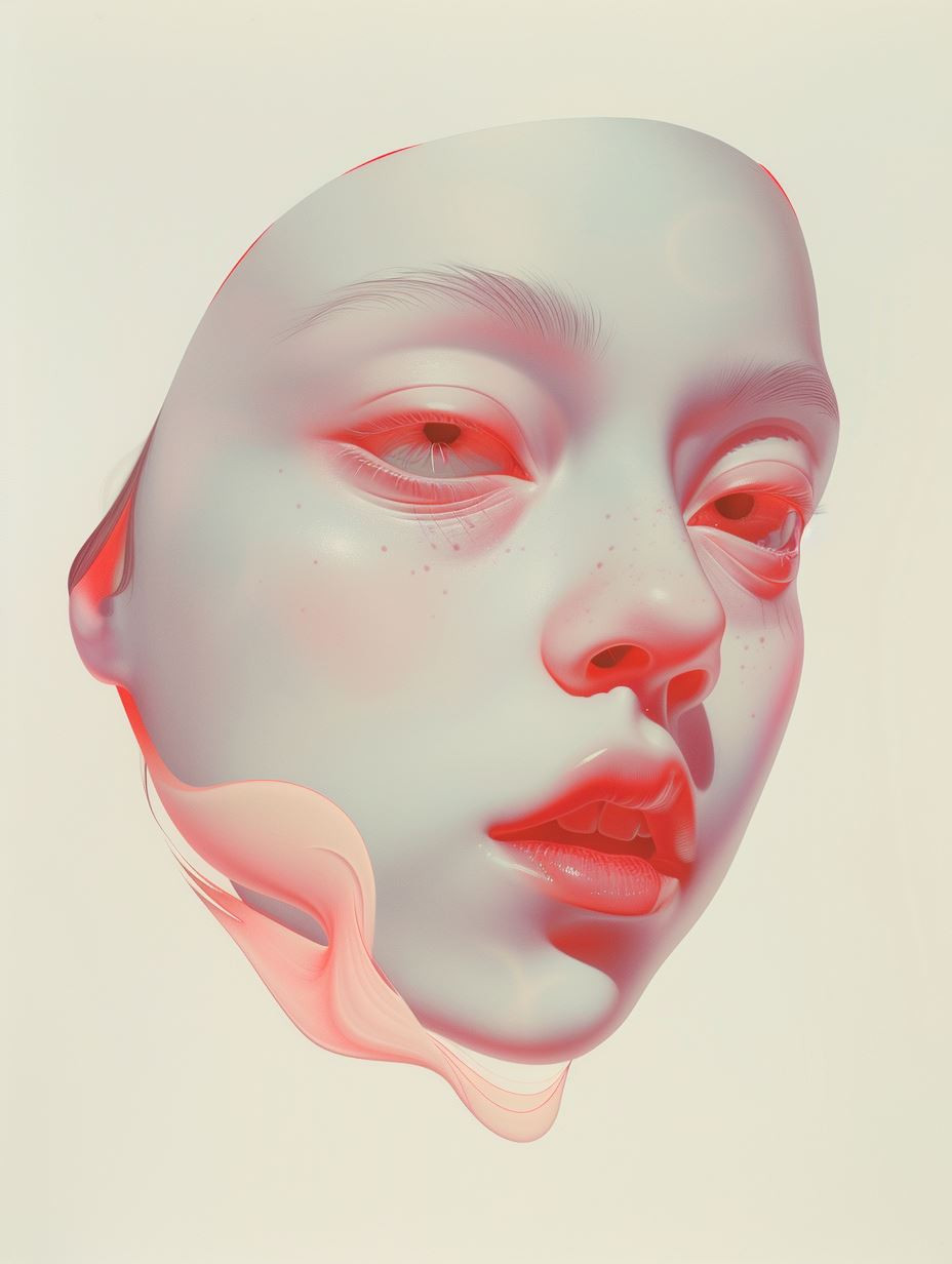 Ethereal Crimson Fluidity Portrait