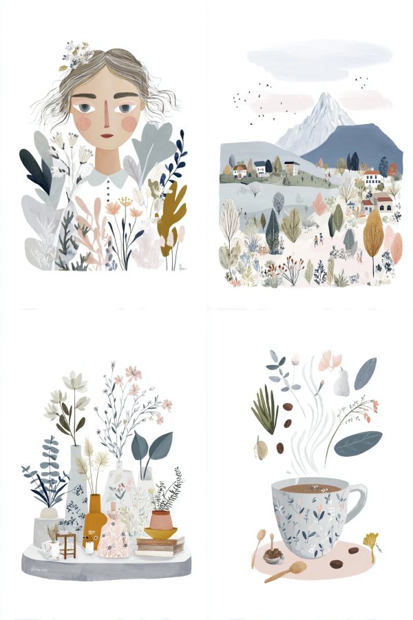 Whimsical Nature and Serenity Art Set