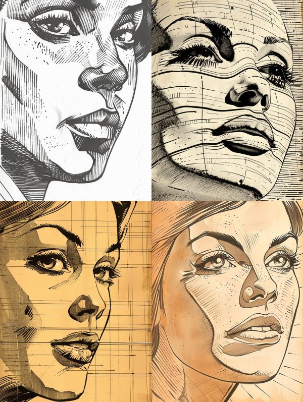 Bold Ink Hatching Portrait Study
