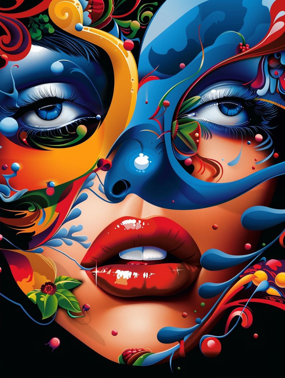 Vibrant Surrealist Facial Art - Image 2