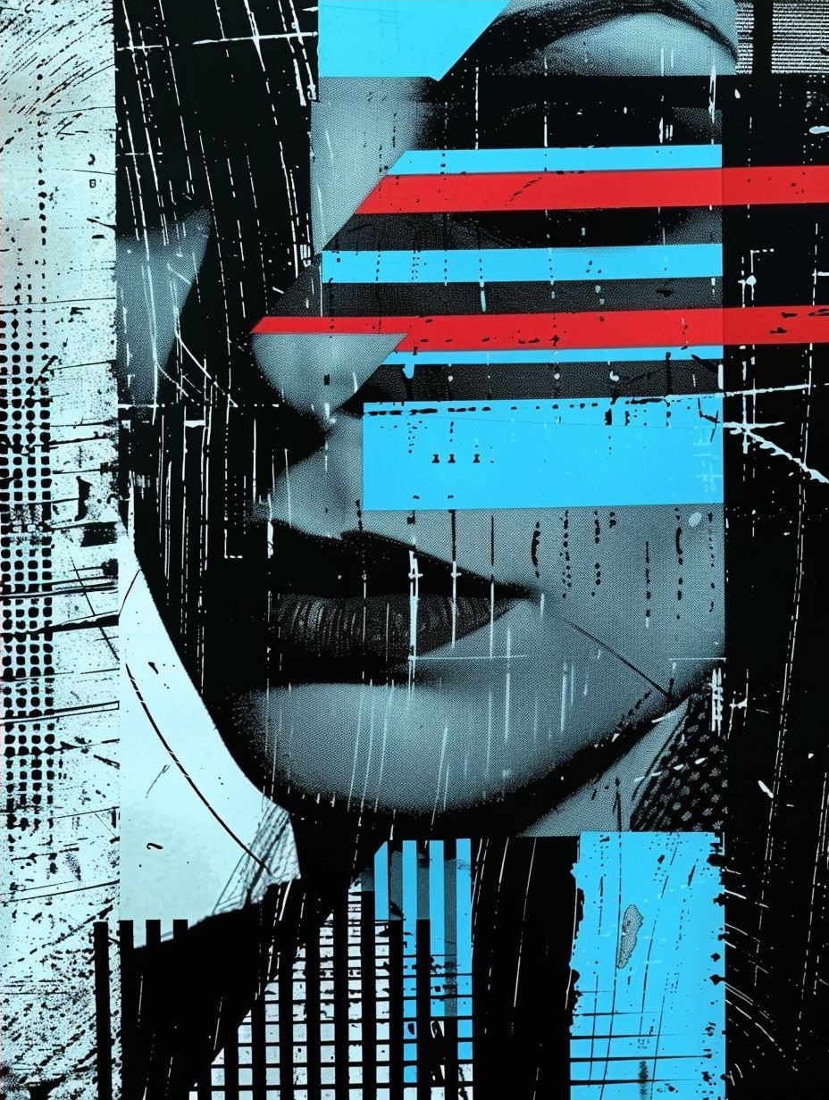 Fragmented Gaze in Neon Contrast - Image 4