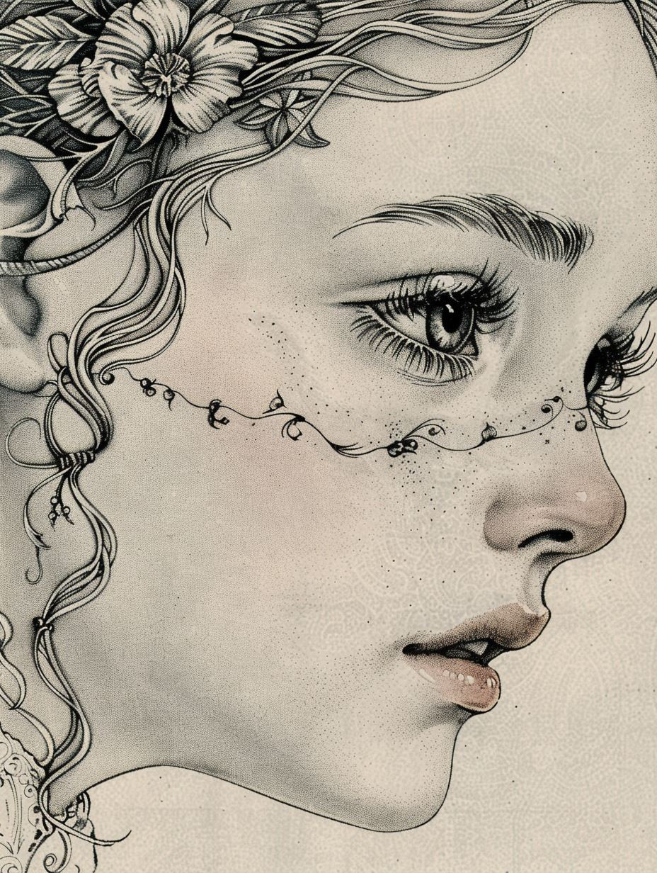 Ethereal Ink Stippled Portrait