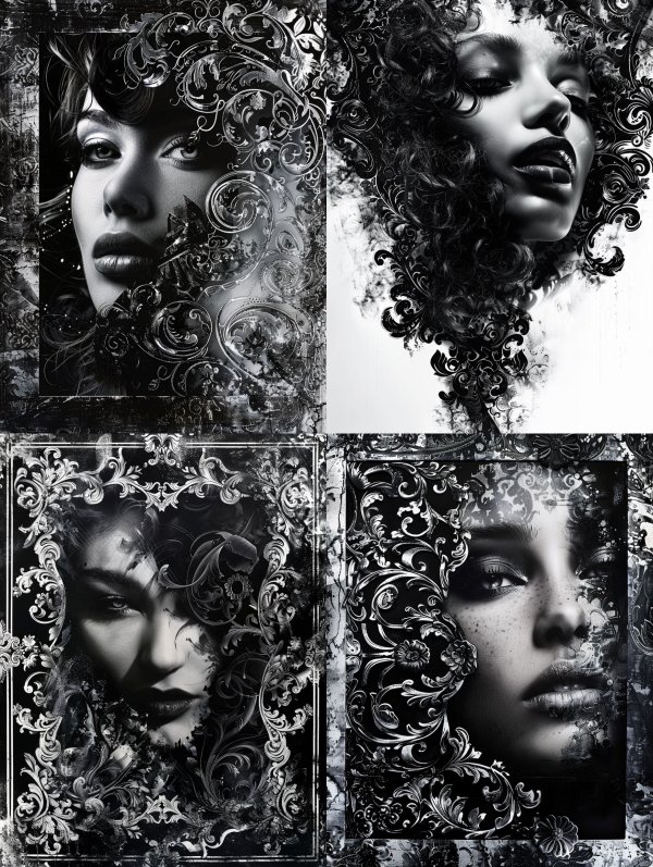 Ethereal Shadows of Floral Noir