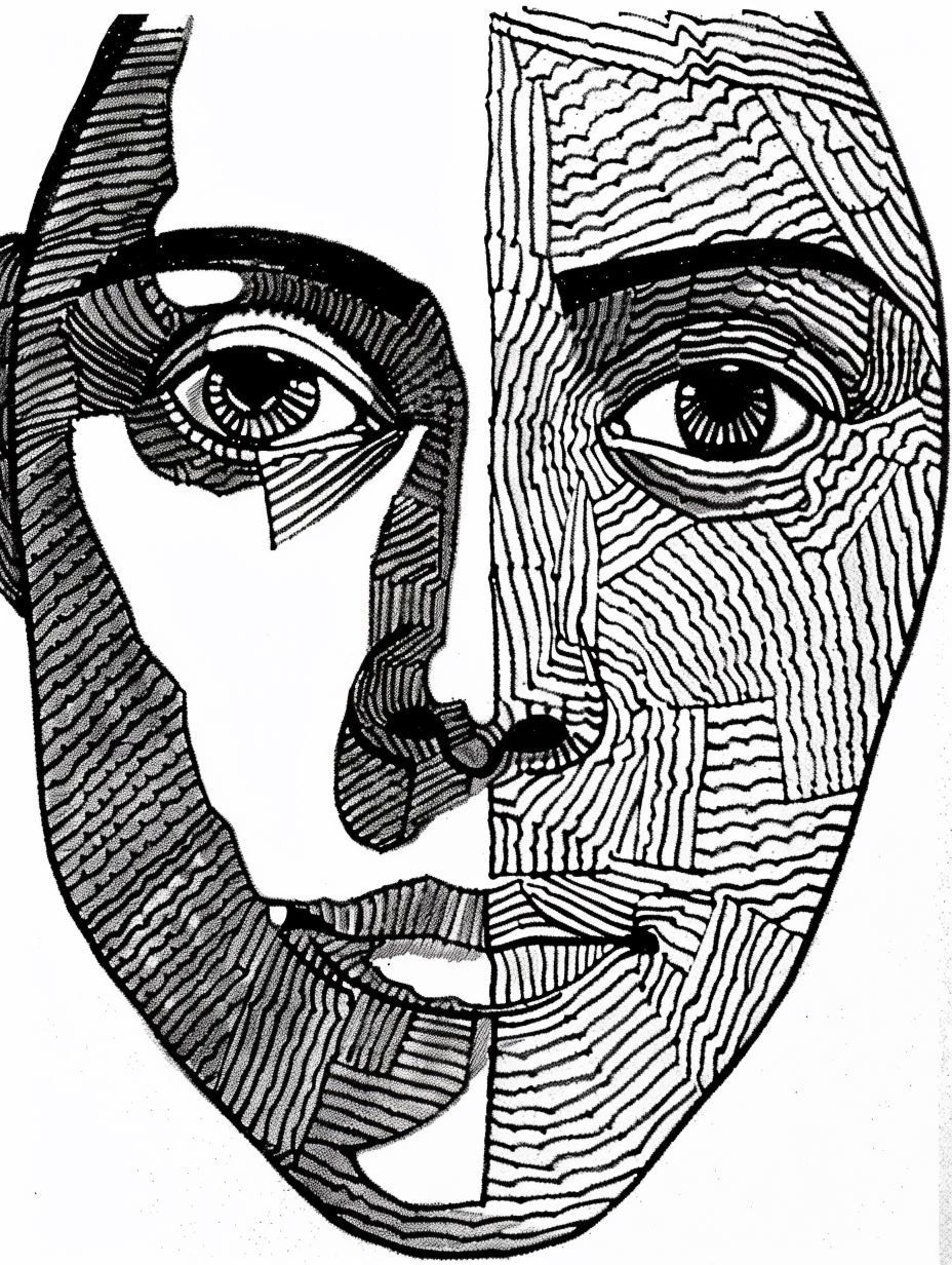 Fragmented Portraits in Ink - Image 1