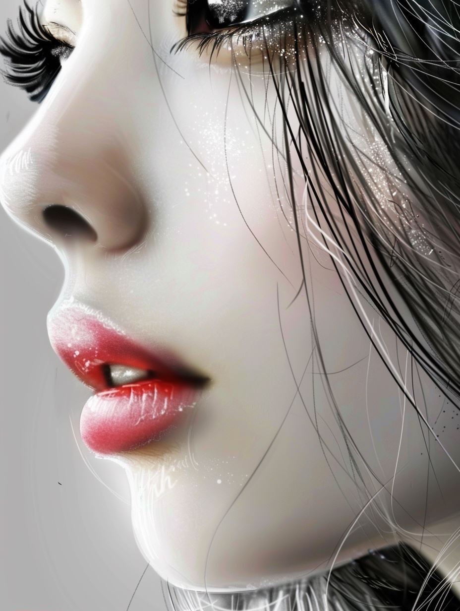 Ethereal Gazes in Monochrome and Red - Image 2