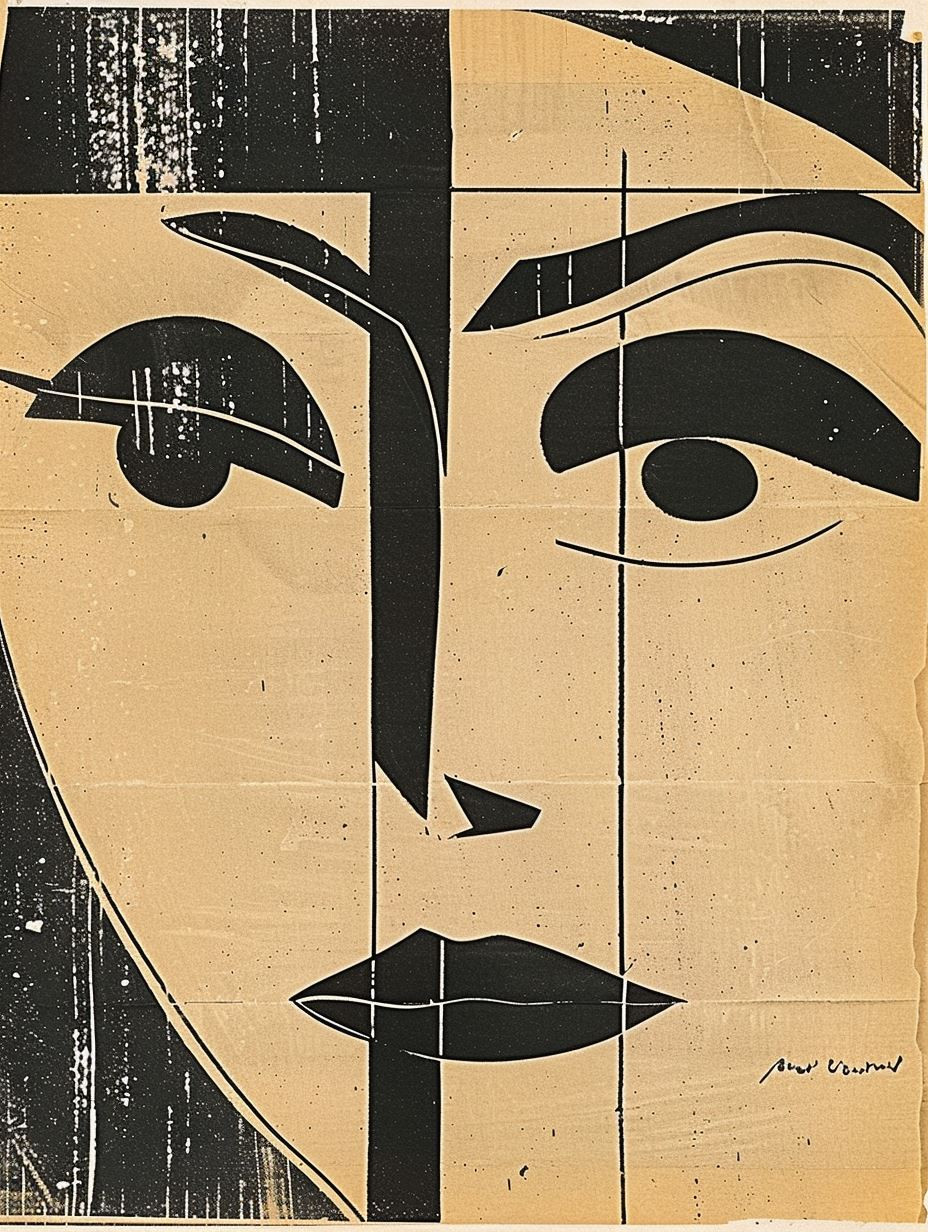 Geometric Cubist Portrait Study - Image 1