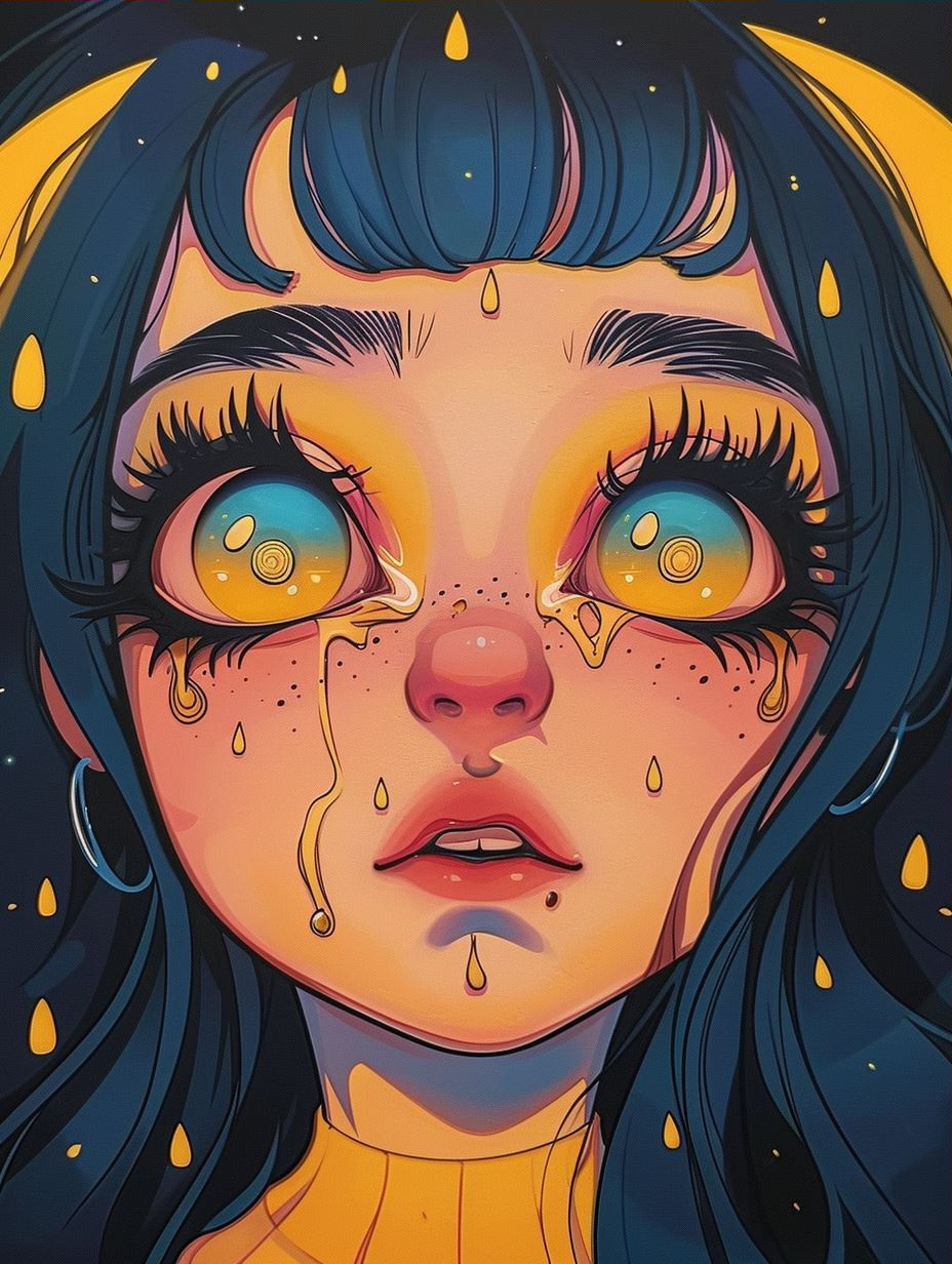 Vibrant Neon Anime Portrait - Image 3