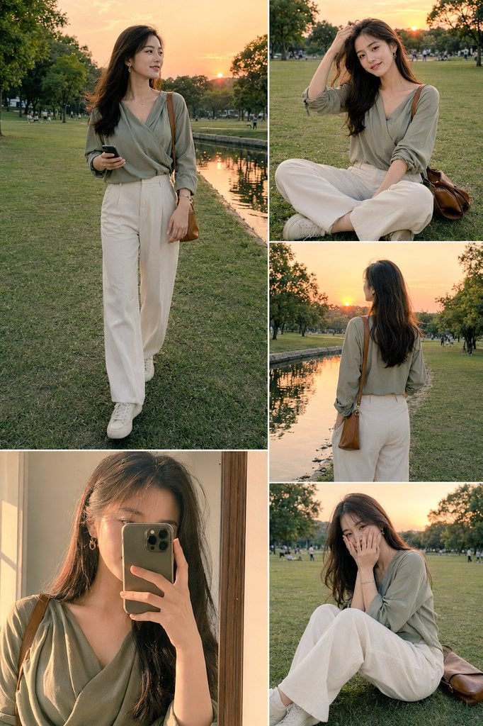 Golden Hour Asian Fashion Editorial Collage