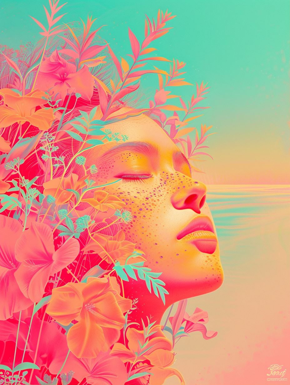 Neon Ethereal Floral Portraits - Image 1