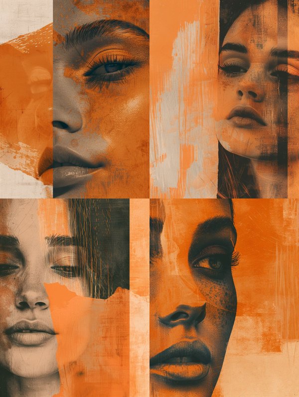 Abstract Orange Portrait Collage