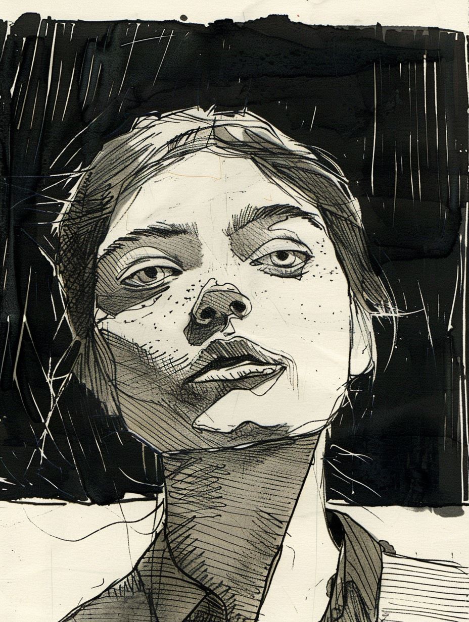 Fragmented Ink Portrait Study - Image 4