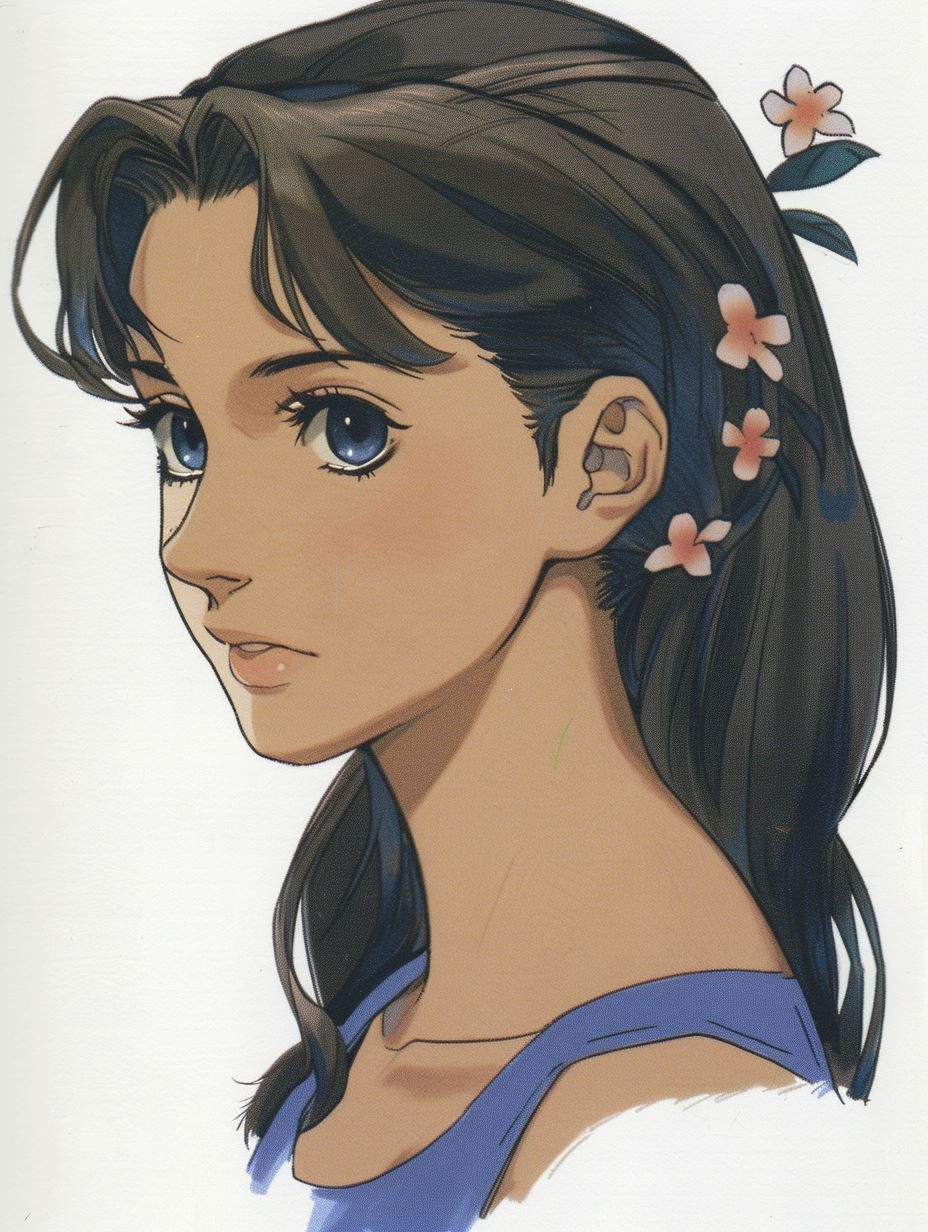 Ethereal Blue Watercolor Portrait - Image 3