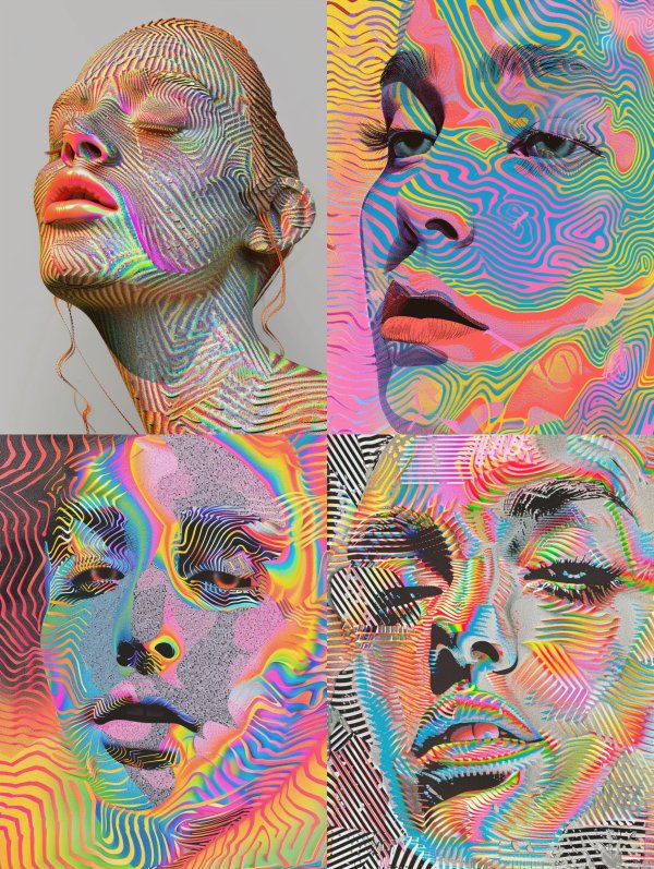 Prismatic Digital Wave Portraits