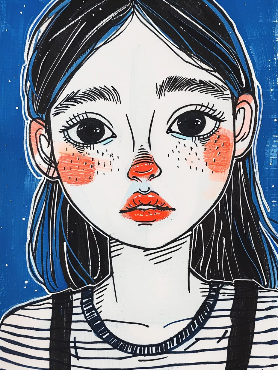 Electric Blue Ink Portrait - Image 4