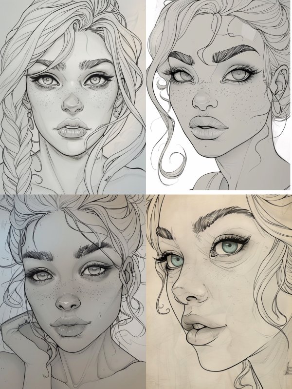 Ethereal Gaze: A Study in Line Art