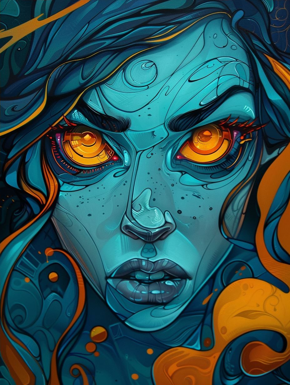 Celestial Azure Mystic Portrait - Image 4