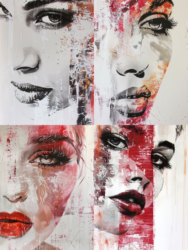 Fragmented Beauty in Crimson Hues