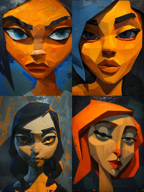 Geometric Soul: Four Stylized Portraits