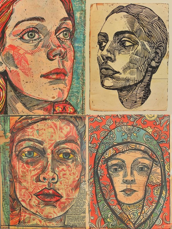 Abstract Mixed Media Portrait Study