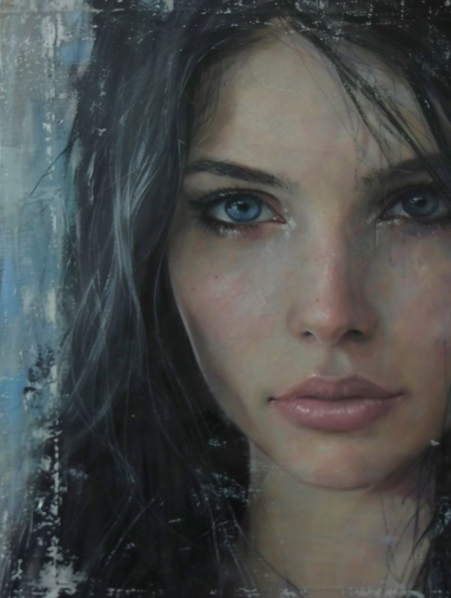 Ethereal Gaze Through Frozen Glass - Image 2