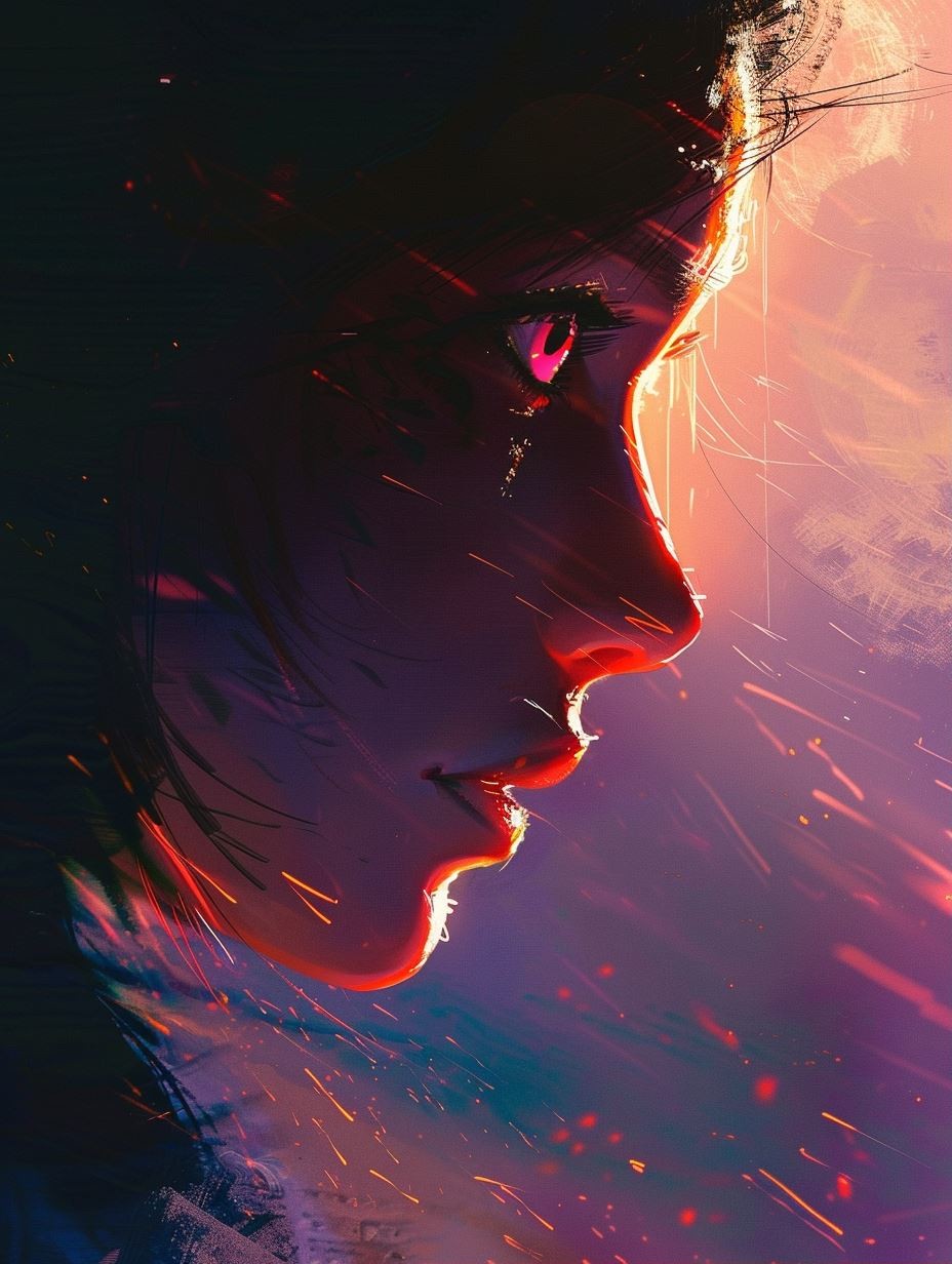 Neon Ember Cybernetic Portrait