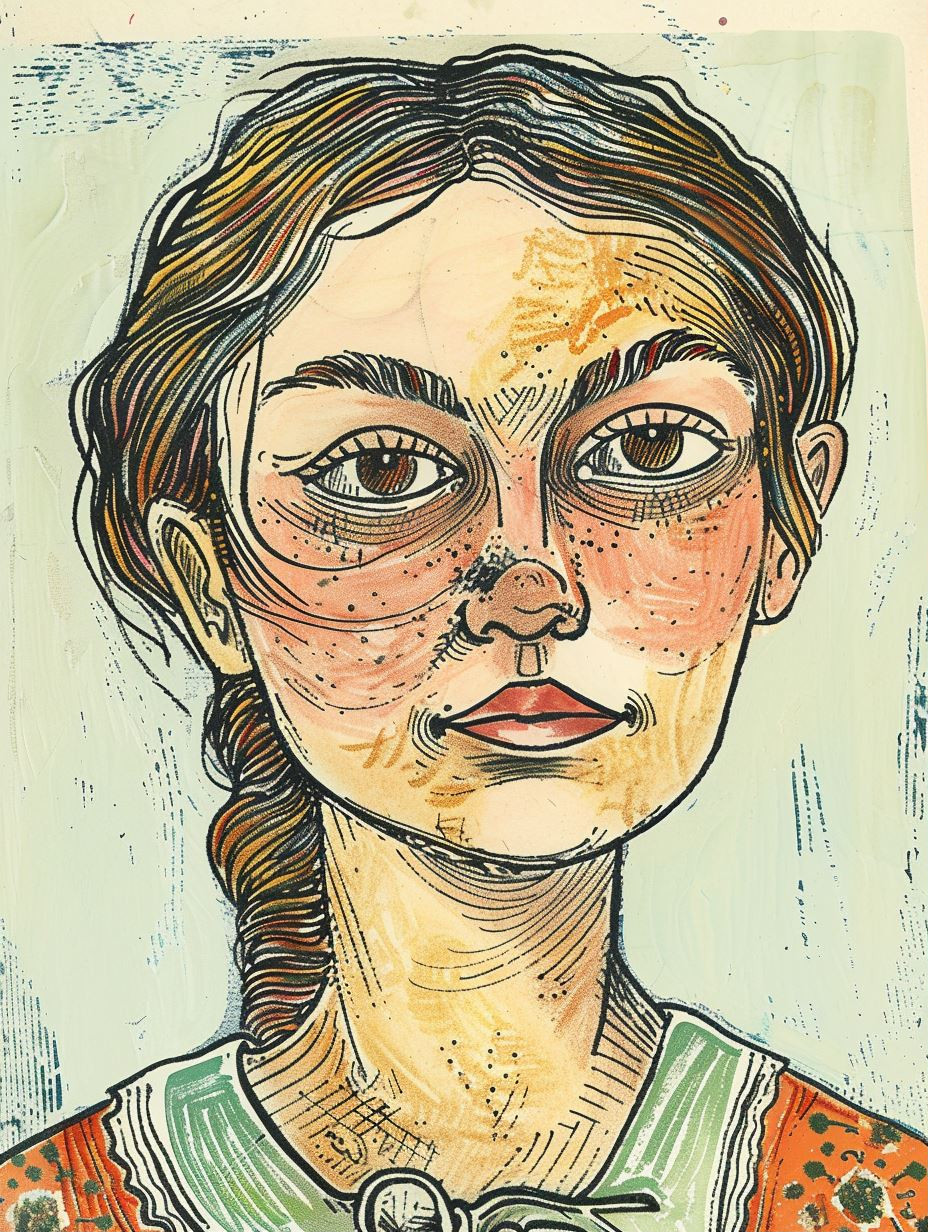 Rustic Ink Portrait of Serenity - Image 1