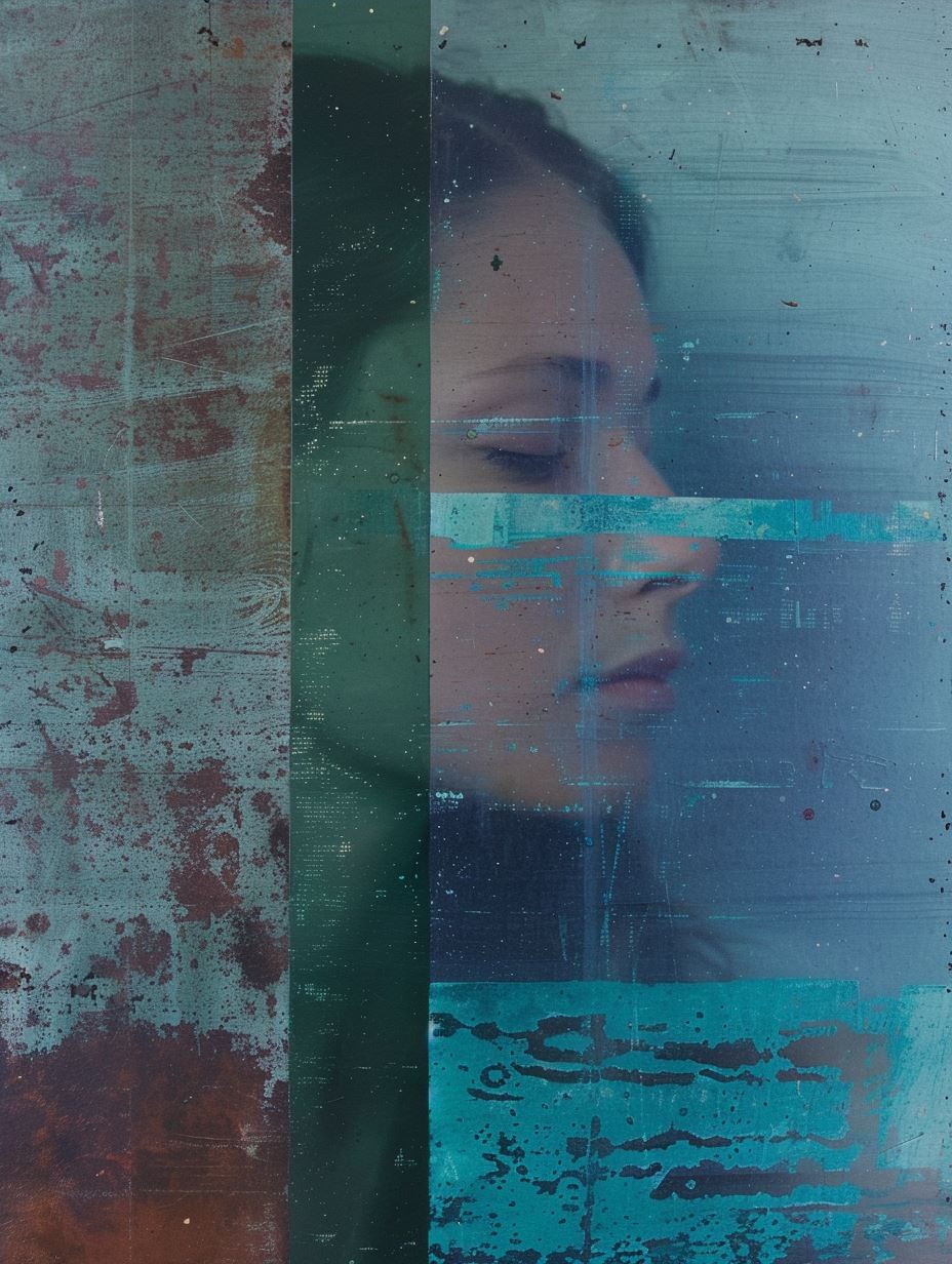 Fragmented Gaze in Distressed Wood - Image 4