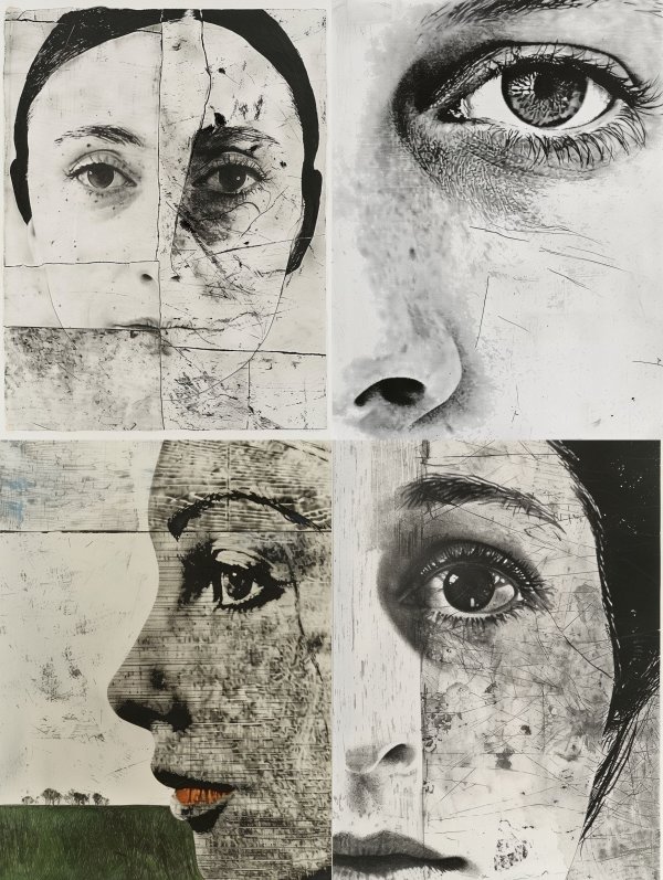 Fragmented Gazes in Monochrome