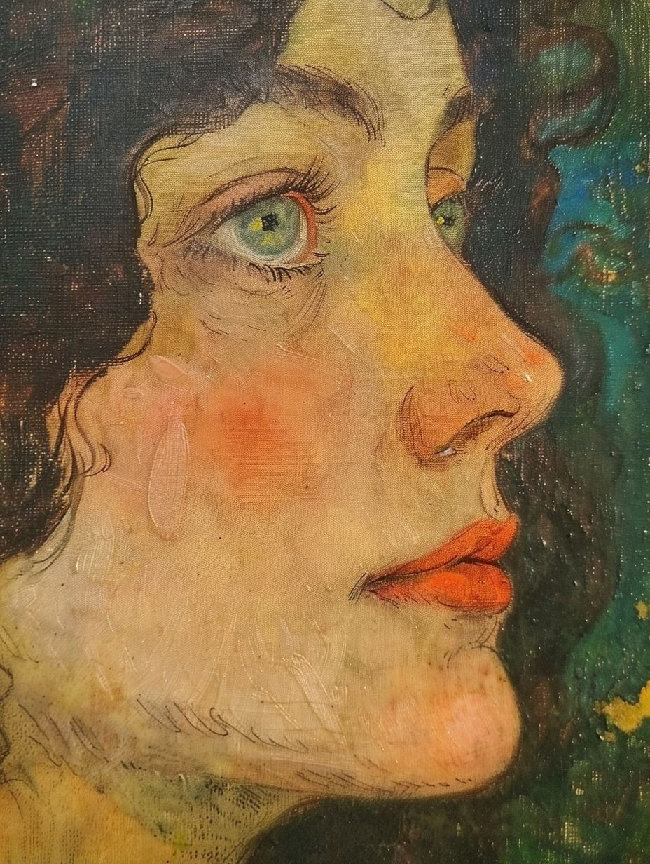 Ethereal Gaze in Oil Texture - Image 1