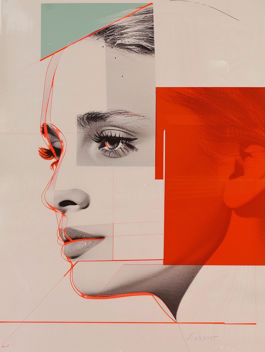 Crimson Fragmented Portrait Study - Image 3