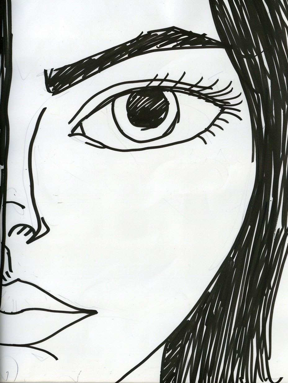 Ink Sketches of Feminine Faces - Image 2
