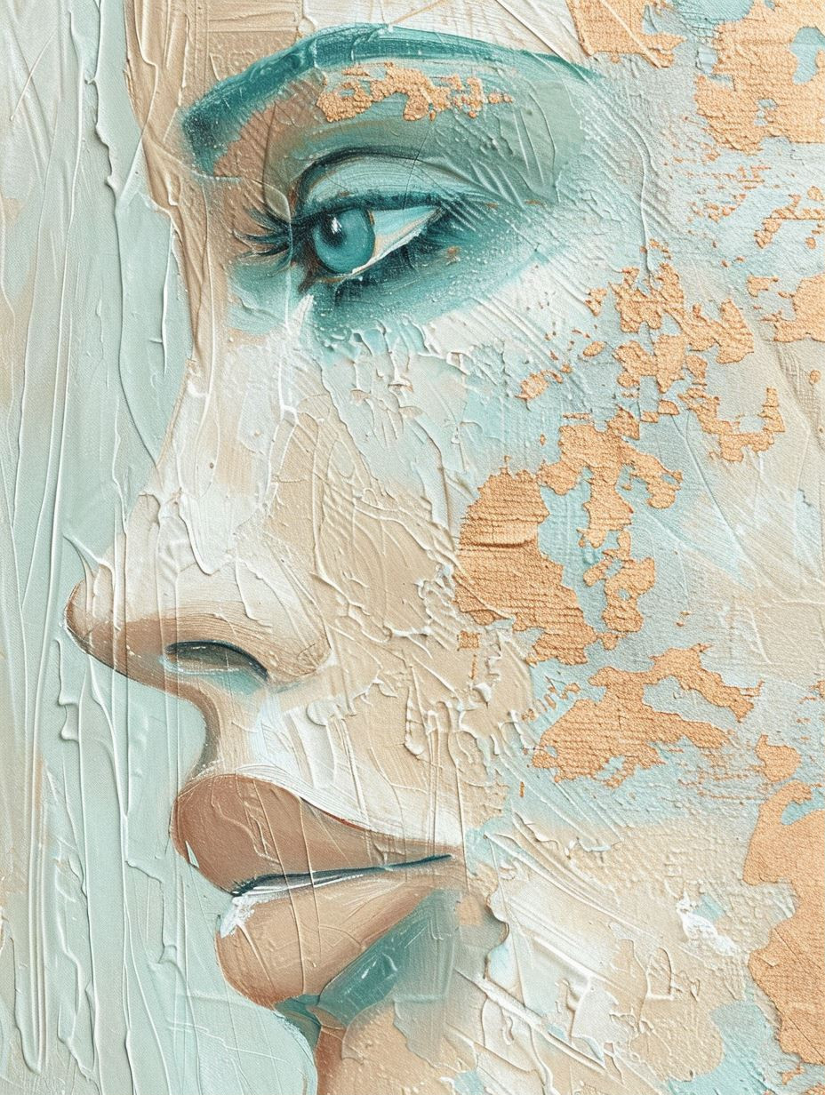 Ethereal Pale Blue Oil Portraits - Image 1