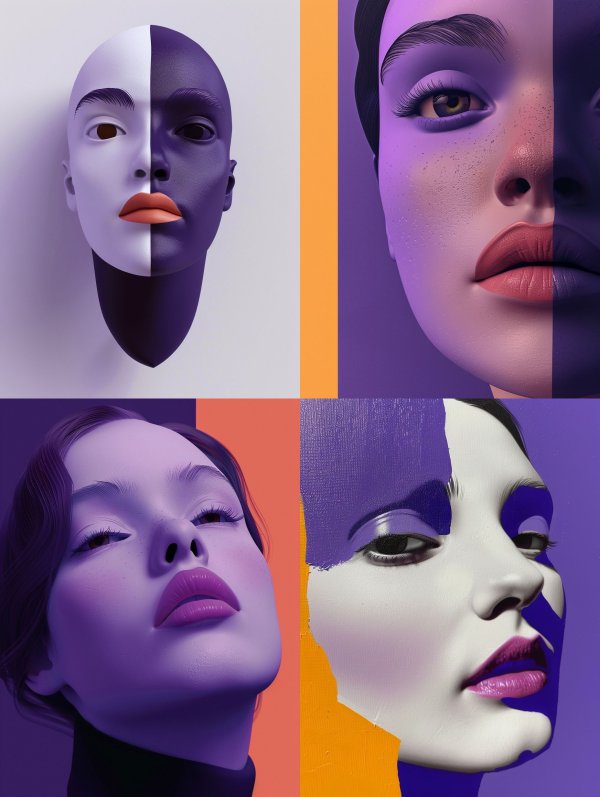 Surreal Violet Portrait Collage
