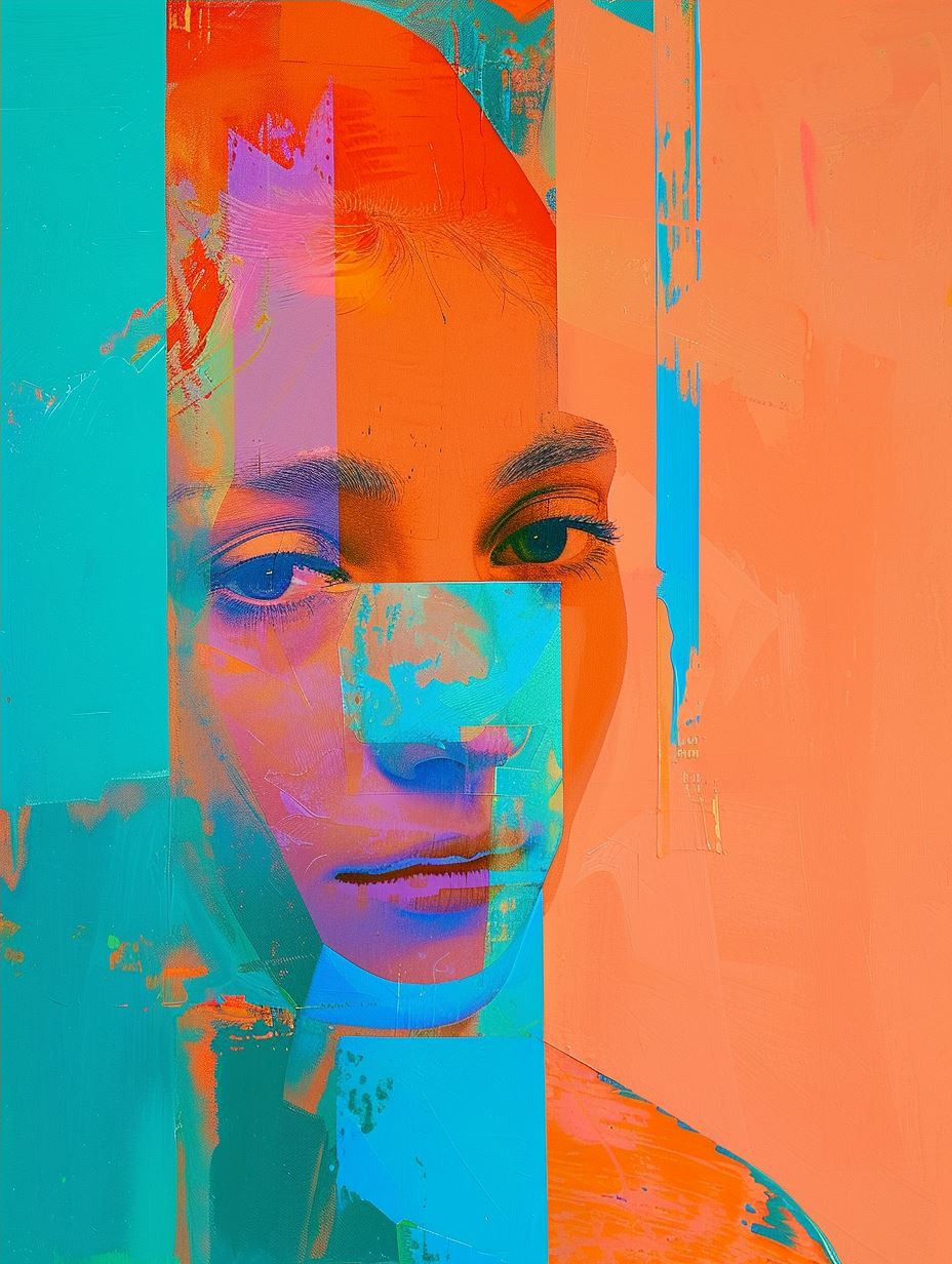 Fragmented Portraits in Neon Contrast - Image 4
