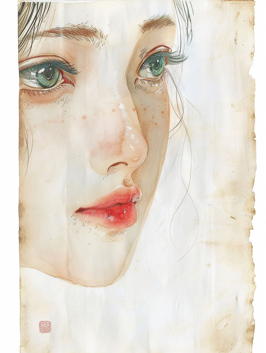 Ethereal Gazes in Watercolor - Image 1